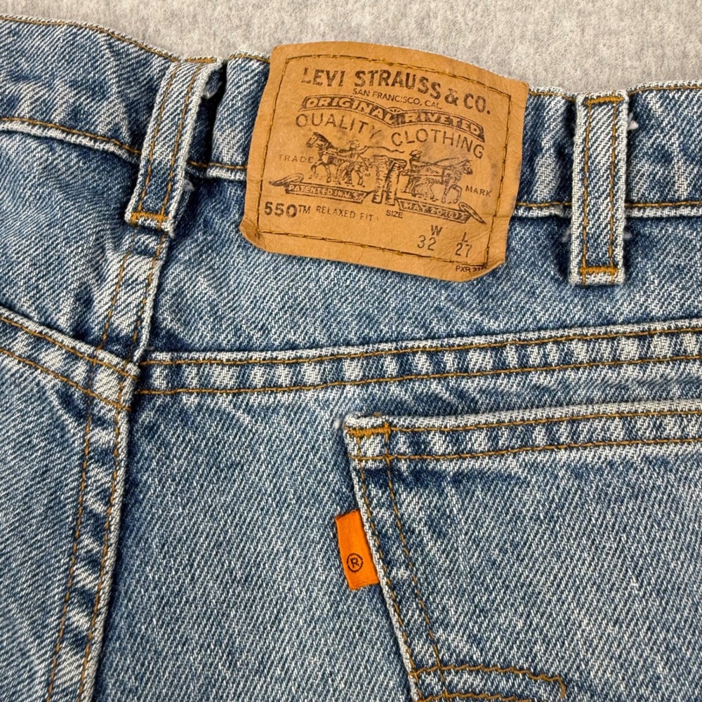 Vintage Levis 550 Jeans Mens 32x27 Medium Wash Relaxed Fit Orange Tab 90s Denim - Picture 8 of 16